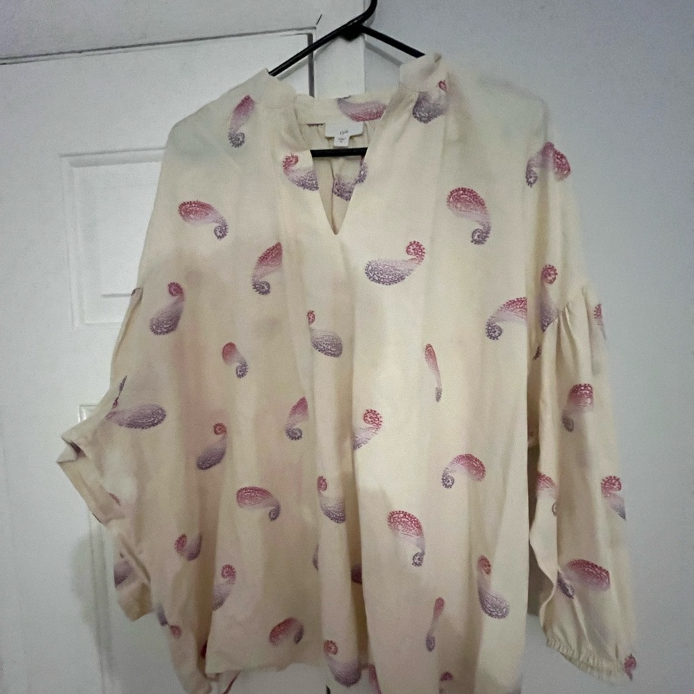 J. Jill Cream Blouse with Purple Paisley